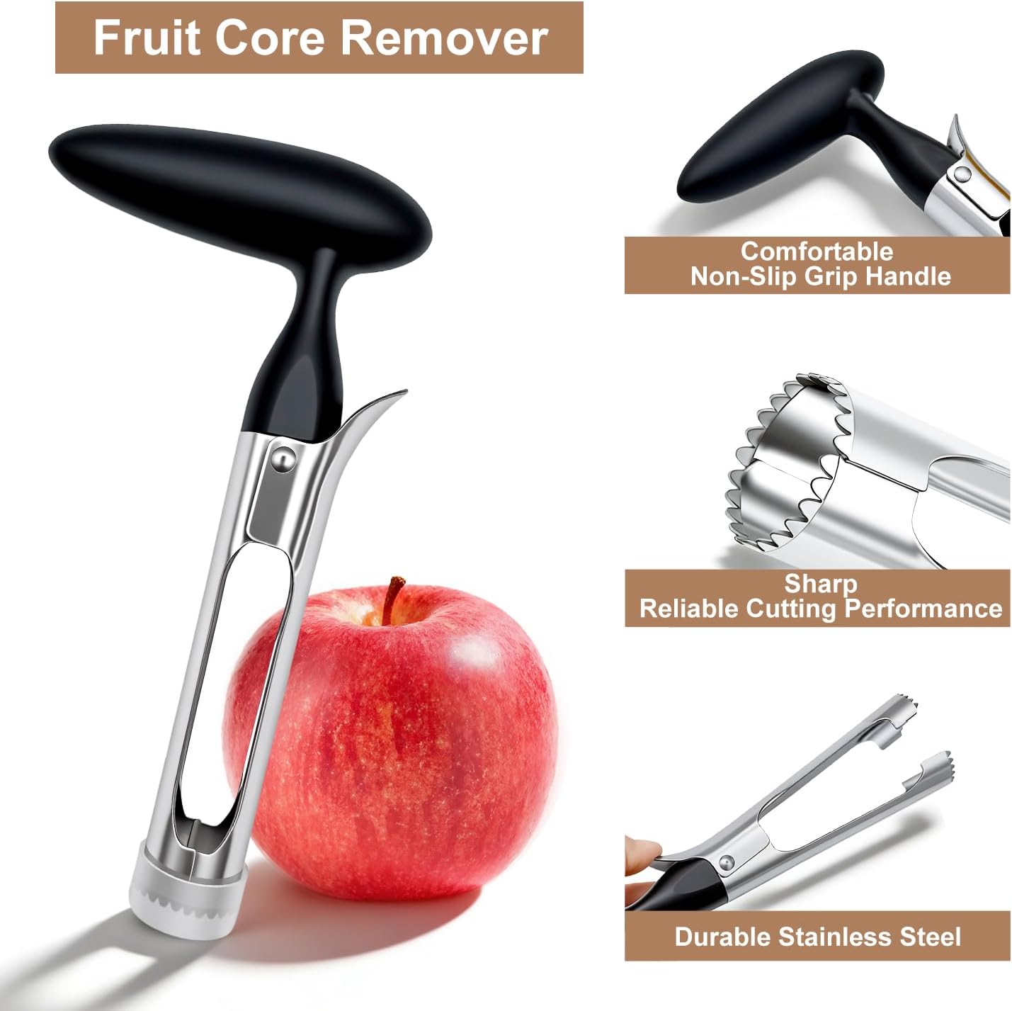 Descorazonador manzana acero inox hoja dentada ergonómico