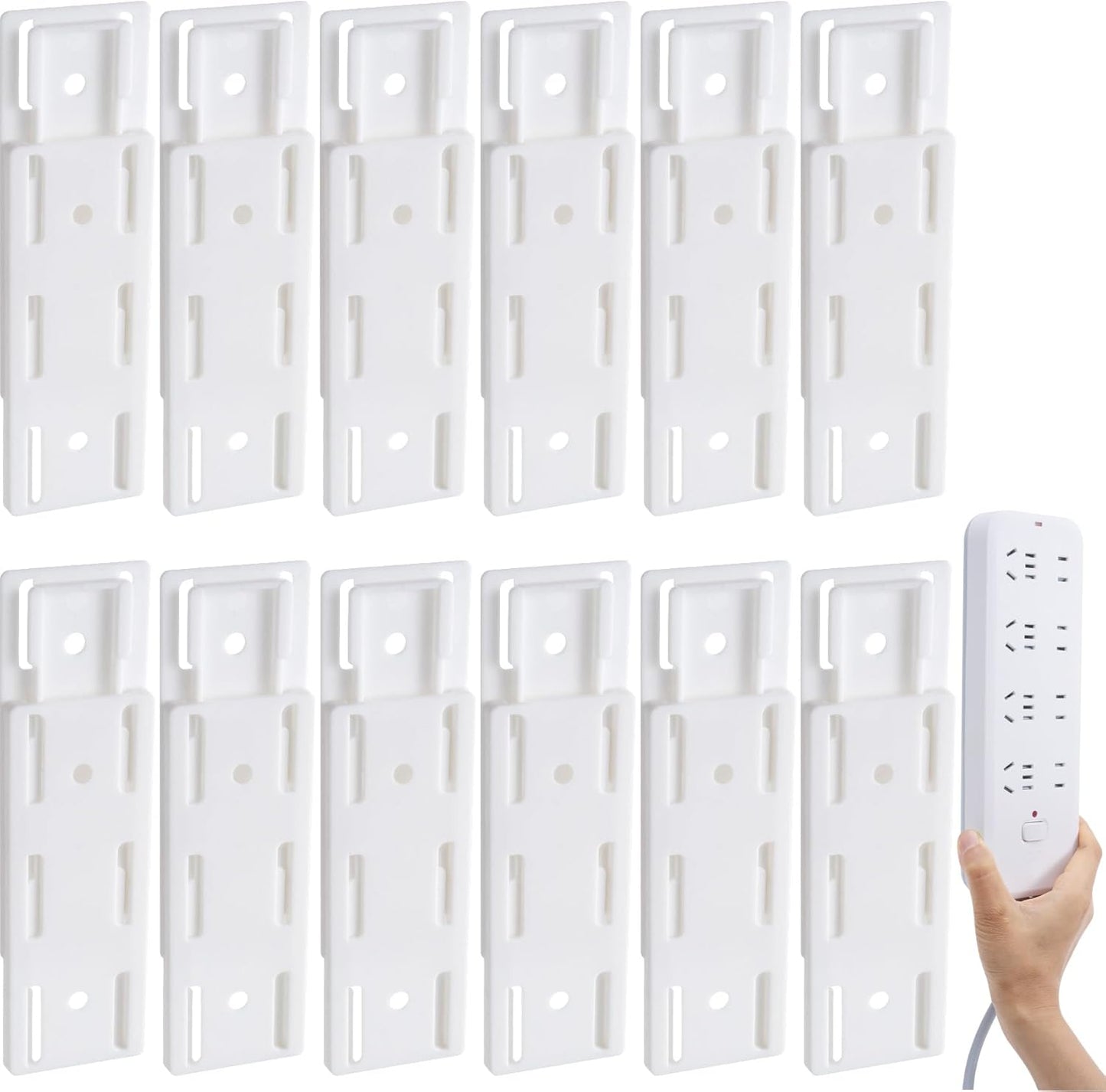 Soportes autoadhesivos para regleta 12 pzas blanco