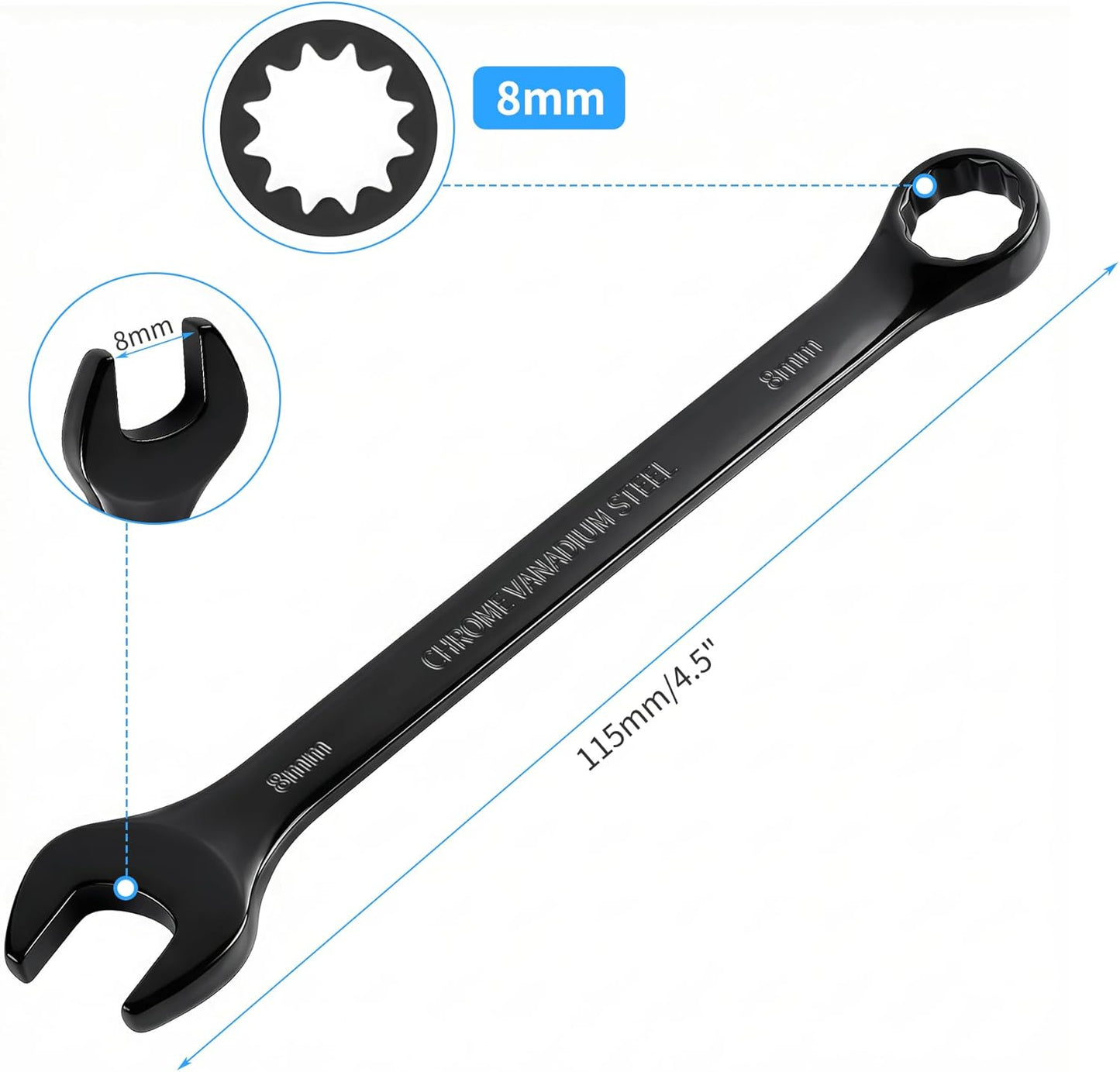 Llave combinada métrica acero electroforético 0.315pulg 12 puntos