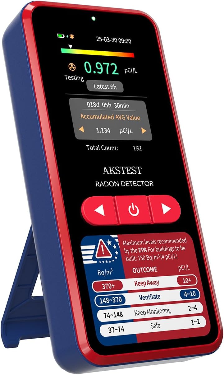 Detector radón RM-60 pantalla TFT USB-C alarma hogar sótano