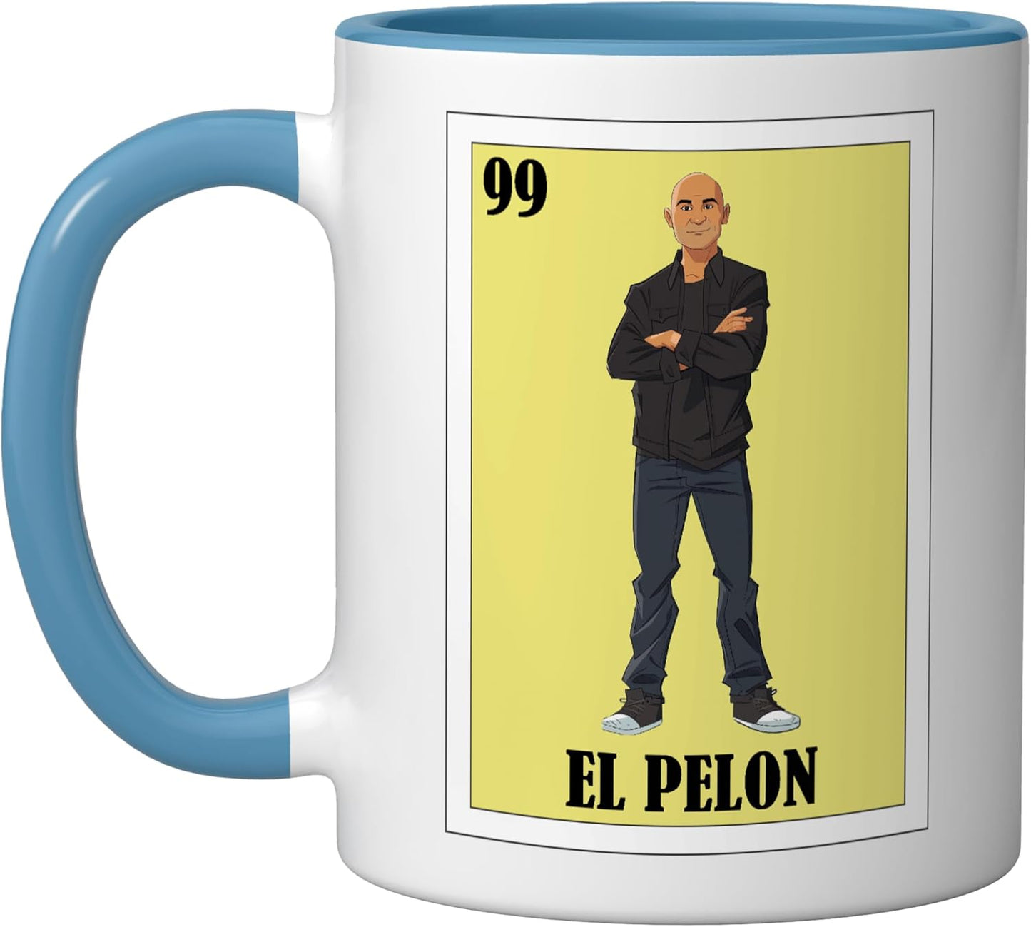 Taza cerámica El Pelon diseño chistoso mexicano azul/blanco