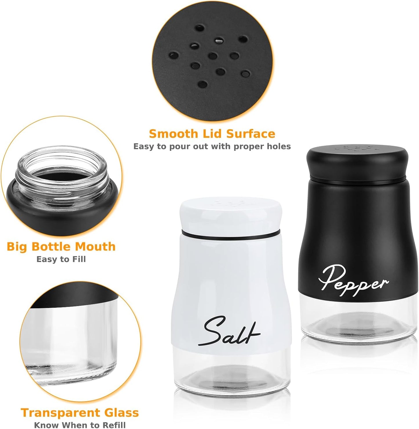 Juego de saleros y pimenteros con soporte de 5 oz para cocina