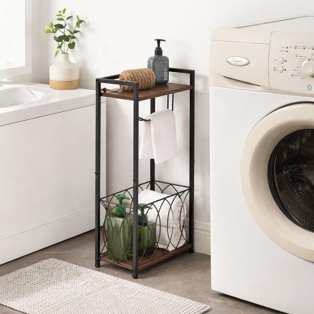 Soporte papel higiénico con estante baño multiusos negro