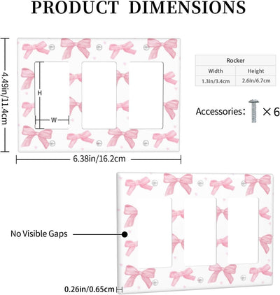 Placa interruptor luz basculante triple con lazo rosa decorativa