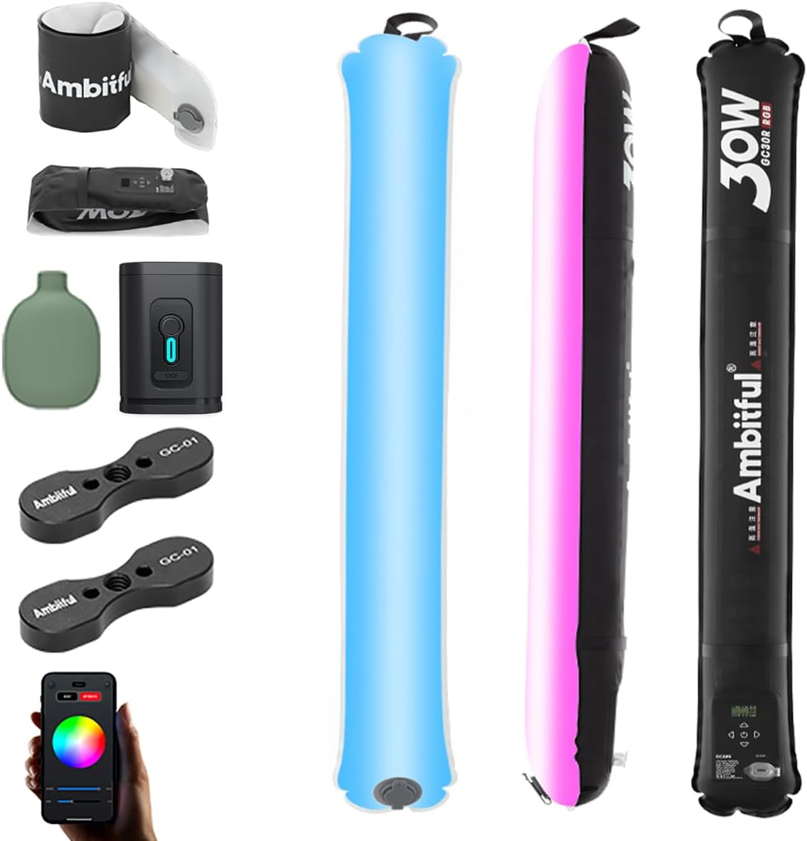 2 Pzas Tubo Luz LED RGB 2500K-10000K CRI 95 Impermeable
