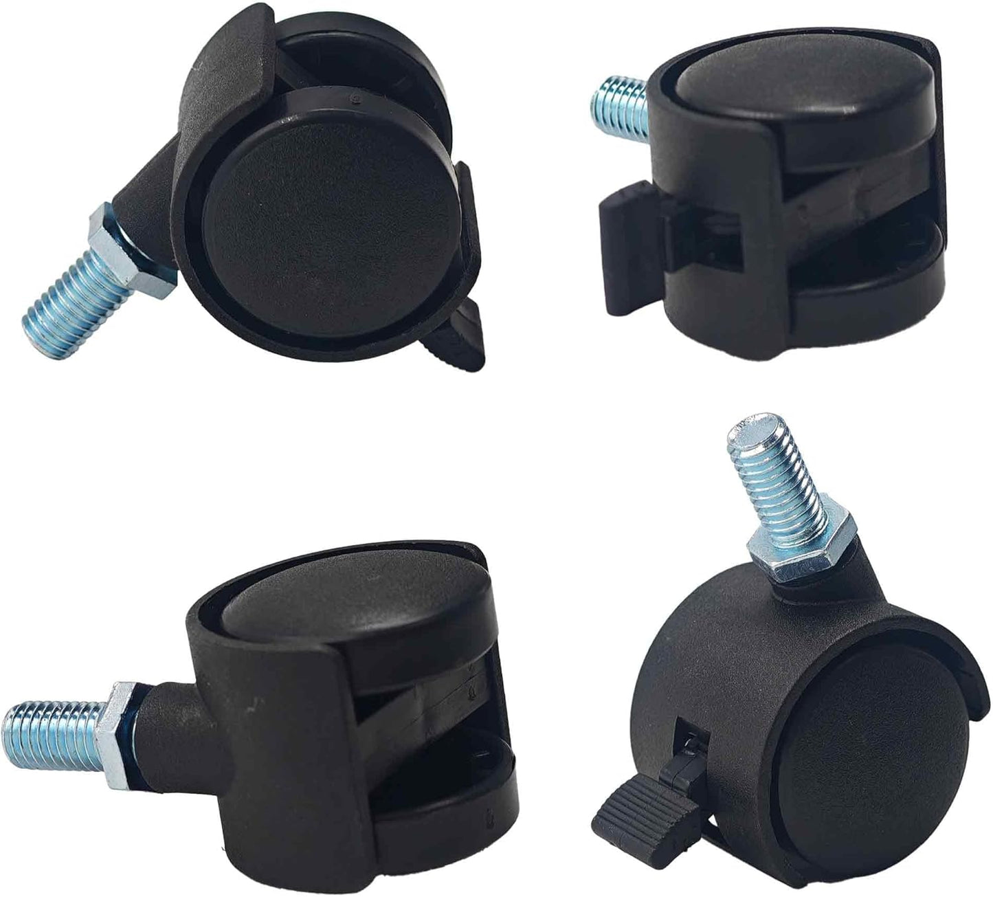 4 Pzas Ruedas Giratorias Plástico con Freno M8 para Muebles