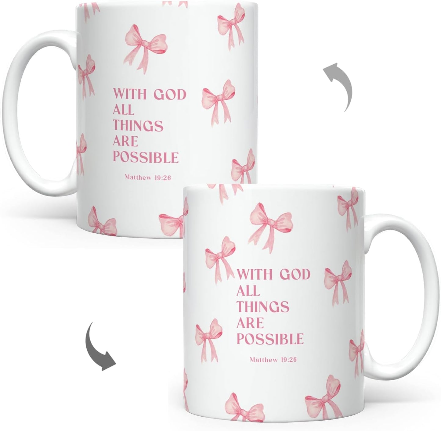 Taza de café cristiana con versículo bíblico en inglés para mujer