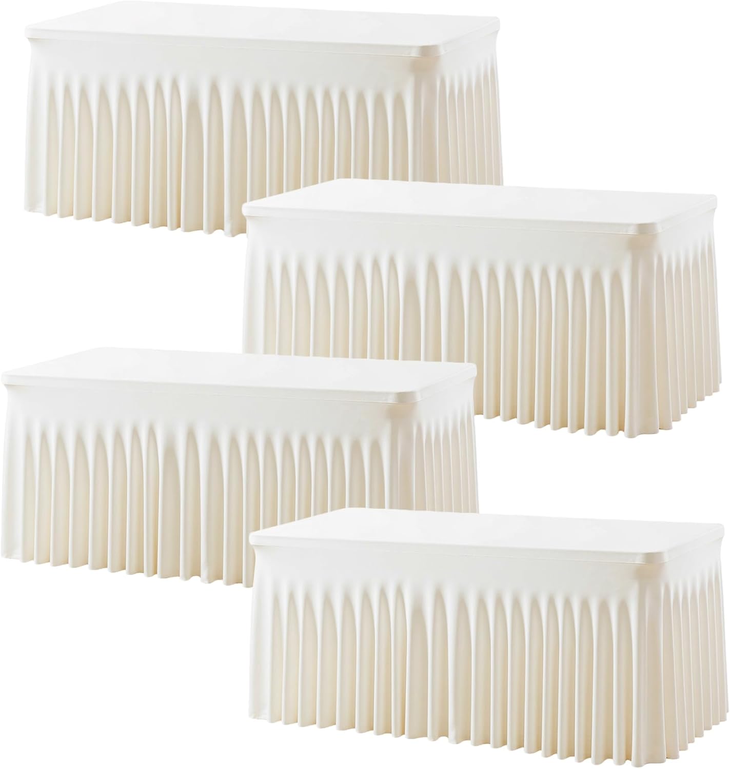 4 Manteles Elastano Marfil 6ft Ajustables Bodas Fiestas