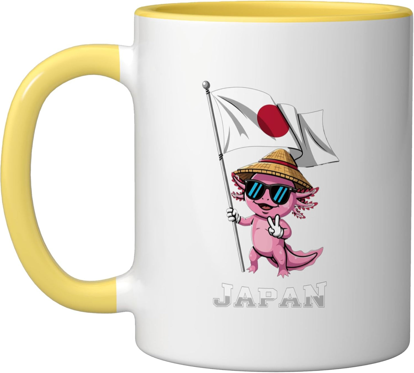 Taza Cerámica Bandera Japón Amarillo Blanco