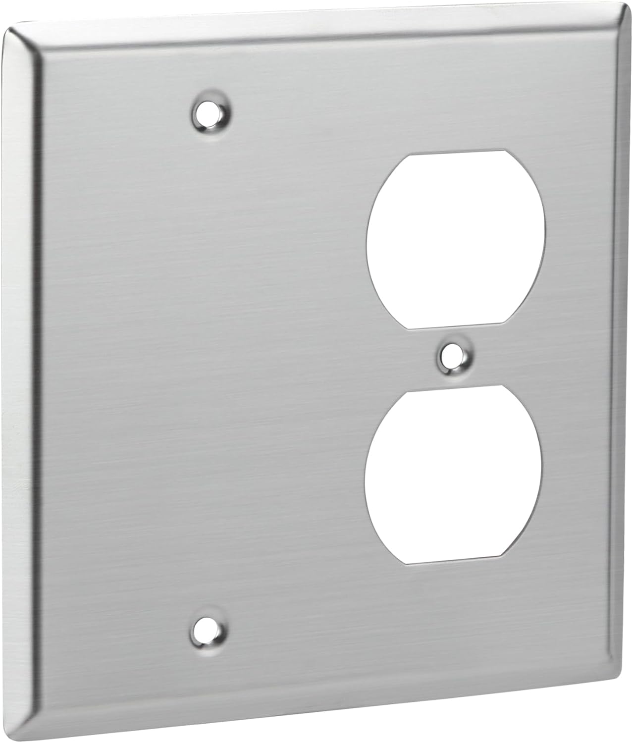 Placa pared dúplex acero inox 4.5x4.57pulg tamaño estándar