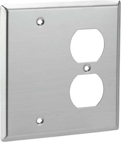 Placa pared dúplex acero inox 4.5x4.57pulg tamaño estándar