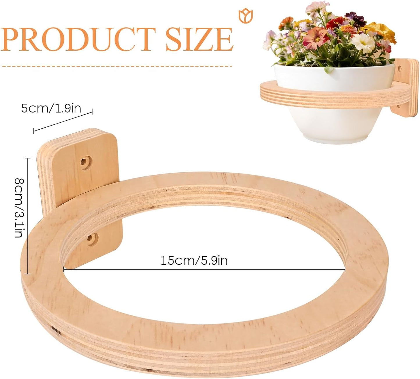 2 Pzas Colgador Pared Madera Soporte Plantas Minimalista