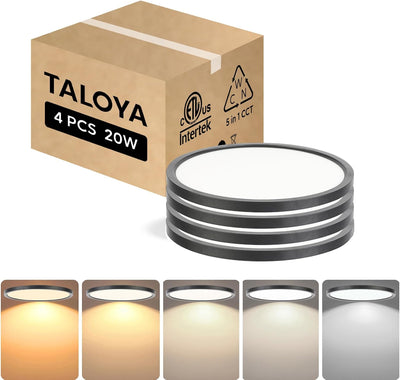 Lámpara techo LED empotrado 12pulg set 4 negras dormitorio cocina