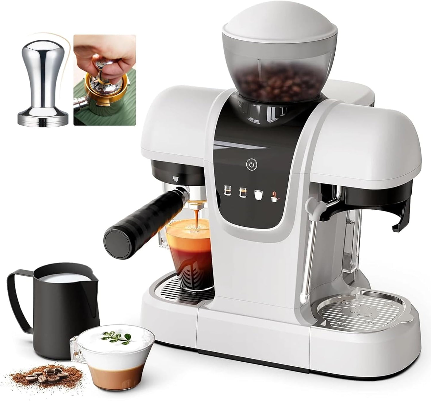 Cafetera Espresso Semiautomática 20 Bar Molinillo Varilla