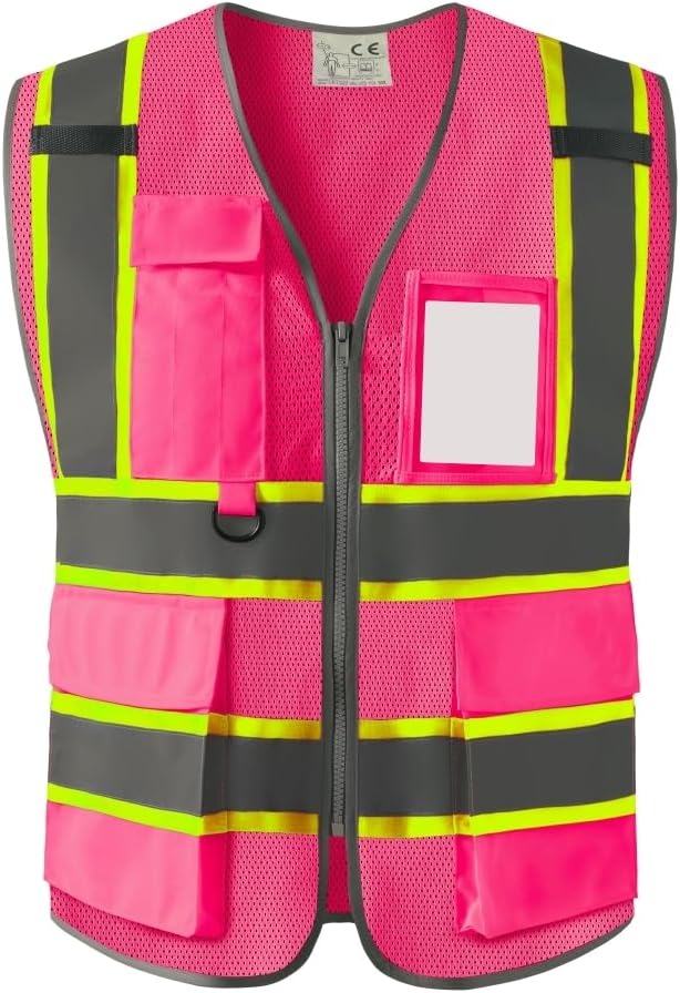 Chaleco seguridad reflectante alta visibilidad 8 bolsillos