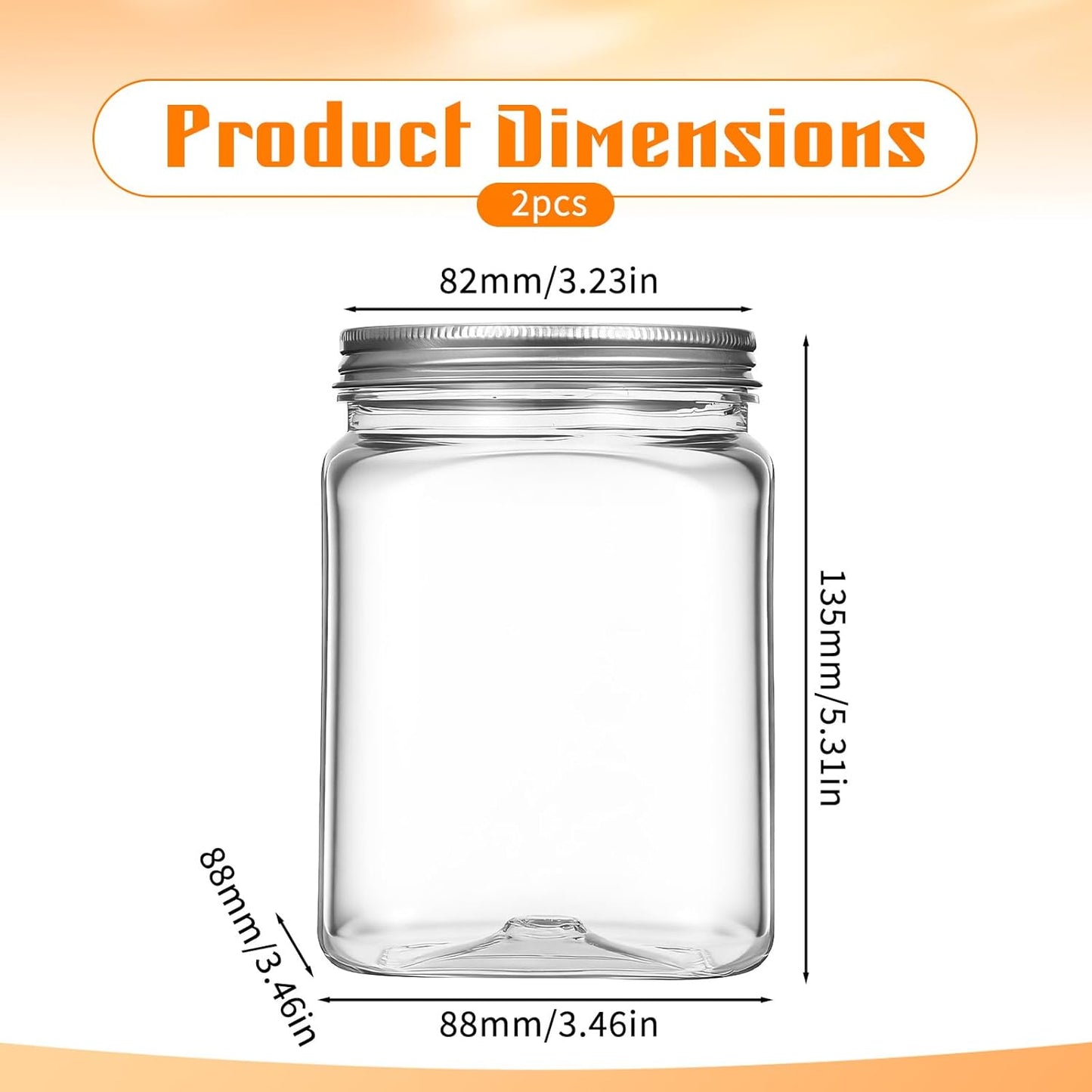 Tarros plástico 25.4oz set 2 transparente cocina