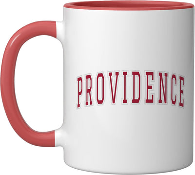 Taza de cerámica Providence Rhode Island Souvenir con texto rojo