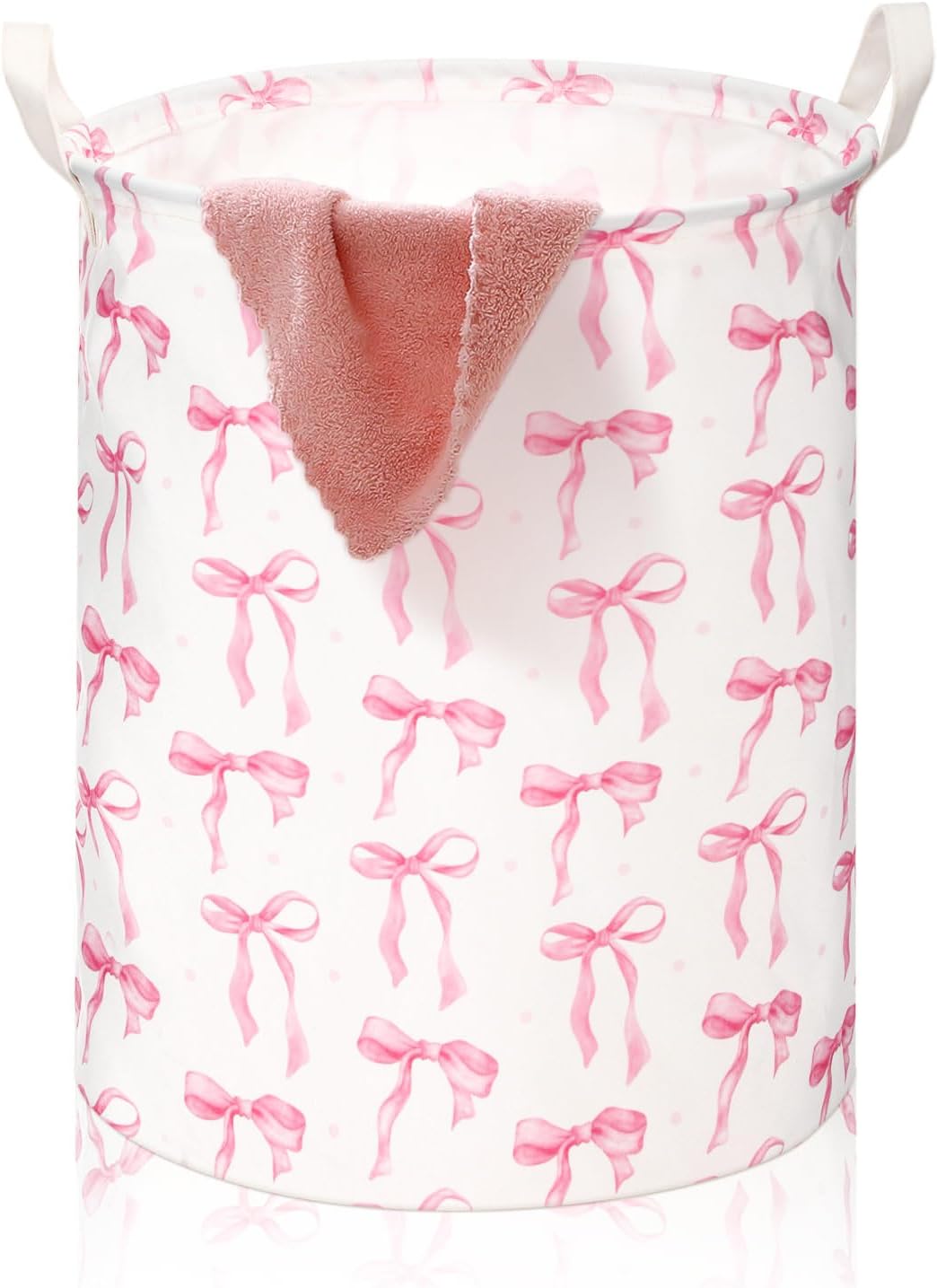 Cesta lavandería con lazo rosa impermeable plegable