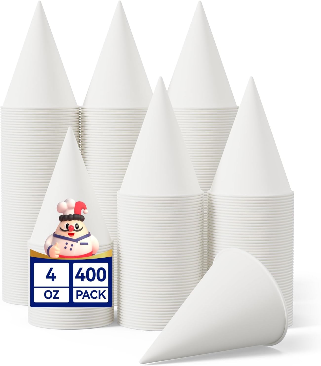 Paquete de 400 vasos de cono de nieve de 4 oz