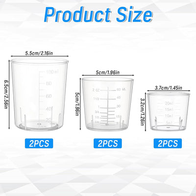 Juego de 6 tazas medidoras de plástico para arroz y líquidos transparentes
