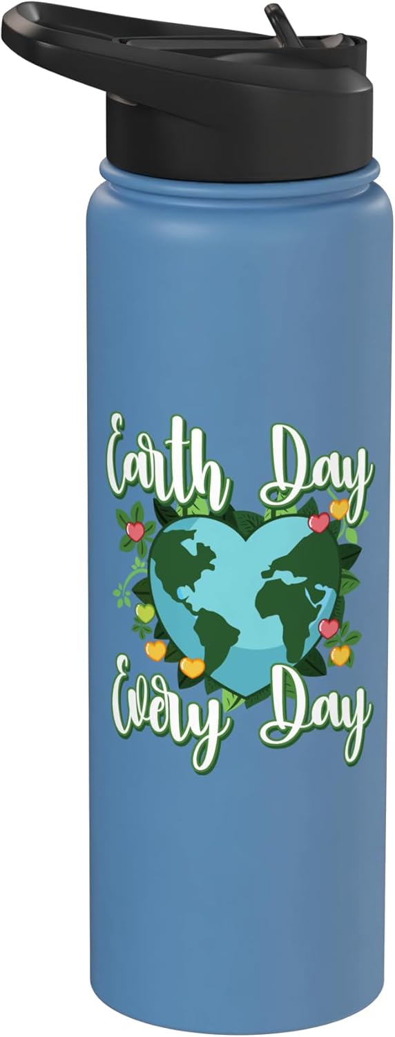 Botella de agua acero inoxidable aislada conciencia cambio climático