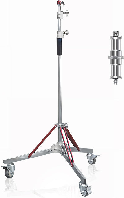 Soporte luz 10.8ft acero inox reforzado 3 ruedas estudio