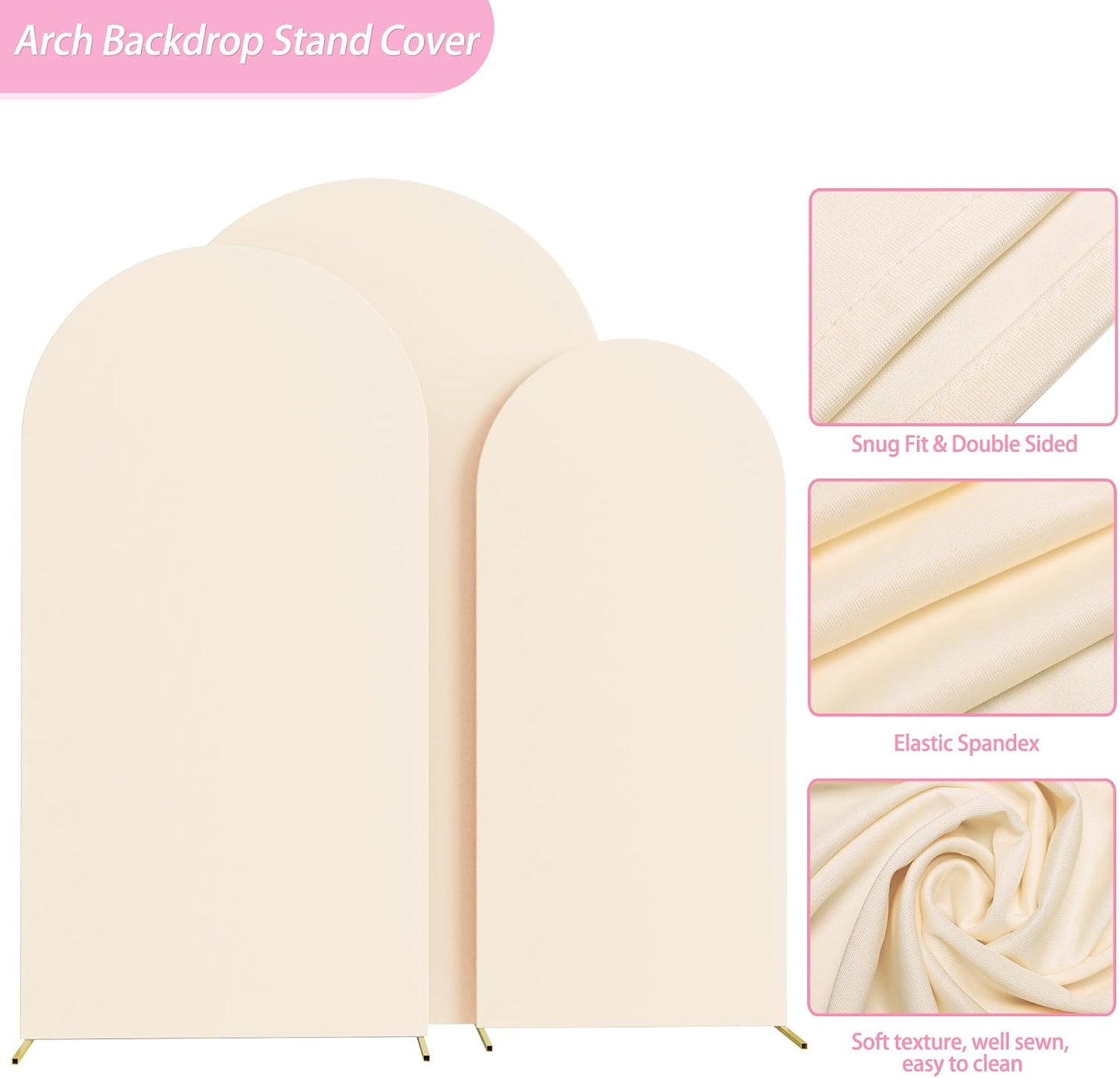3 Pzas Fundas Elastano Arco Boda 7.2x6.6x6ft Soporte Chiara