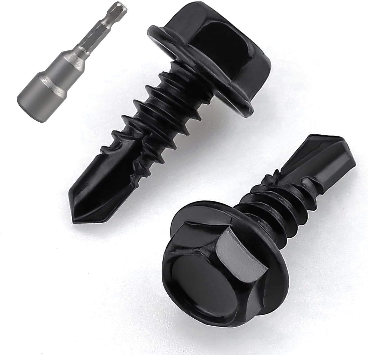 Chapa hexagonal autoperforante #10x1/2 pulg acero inox 410 negra
