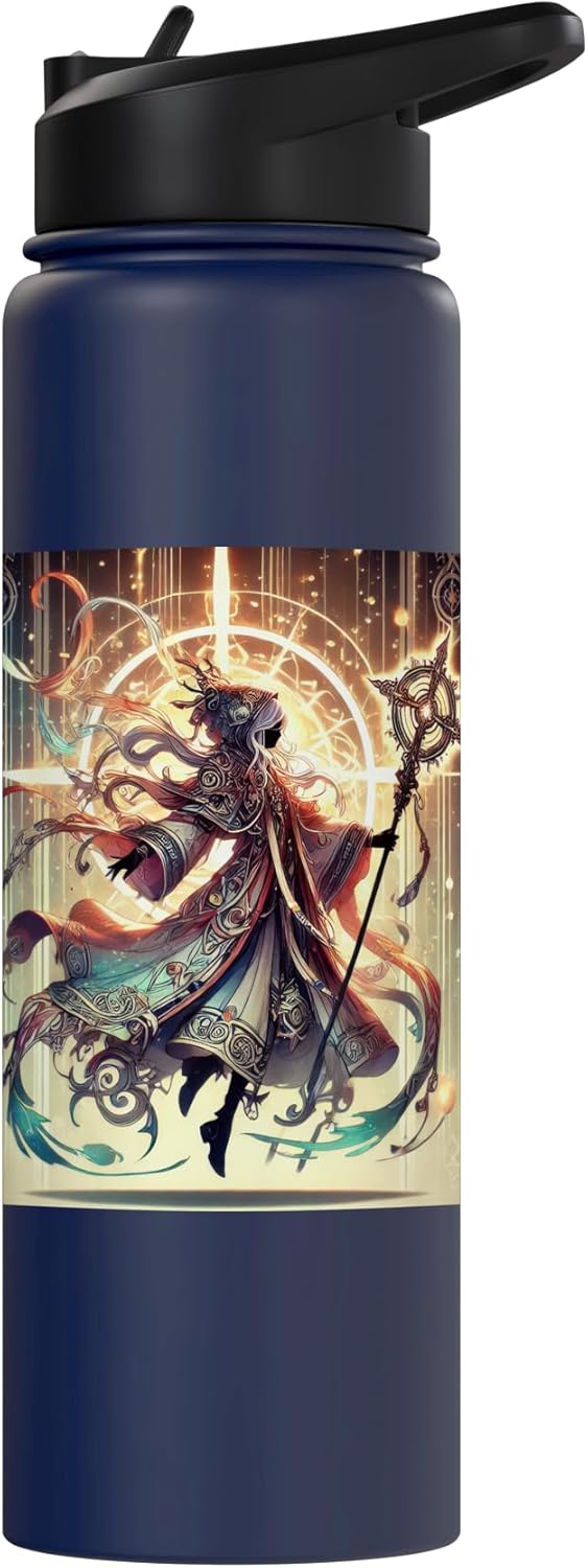Botella de agua aislada de acero inoxidable Arcano Mago Fantasía