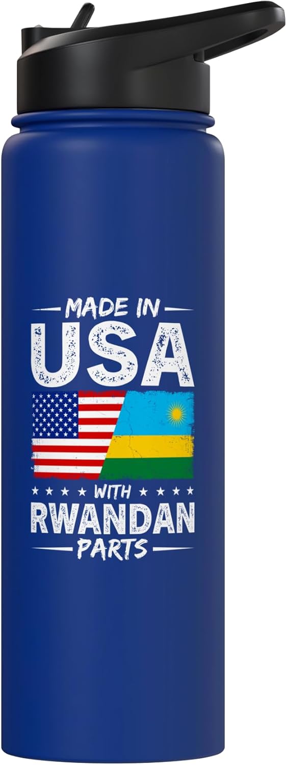 Botella de agua acero inoxidable sin BPA con bandera de Ruanda