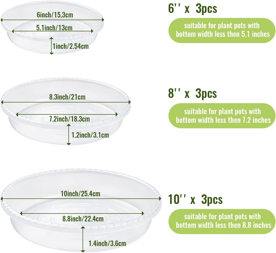 9 Pzas Platillos Plástico Transparente para Plantas