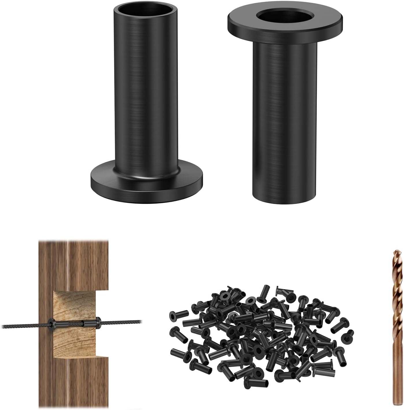 100 Fundas Acero para Barandillas Cable 1/8-3/16pulg