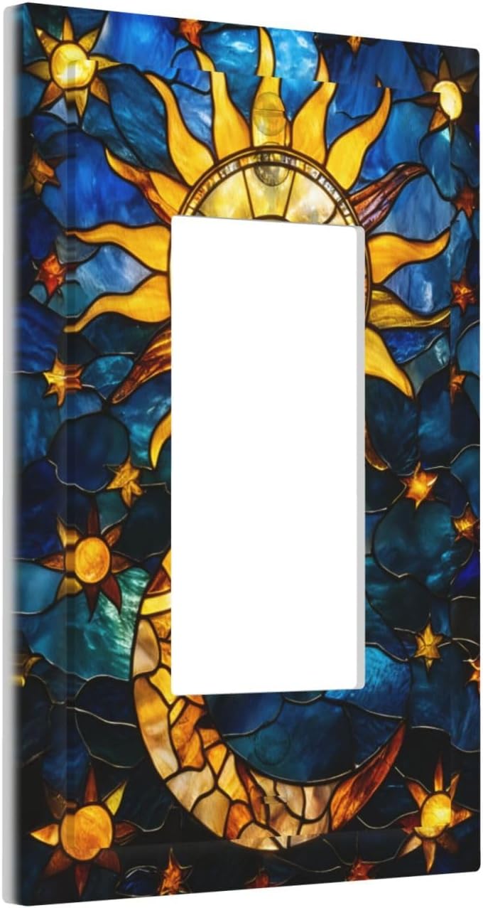 Placas cubiertas luz basculante azul dorado sol luna