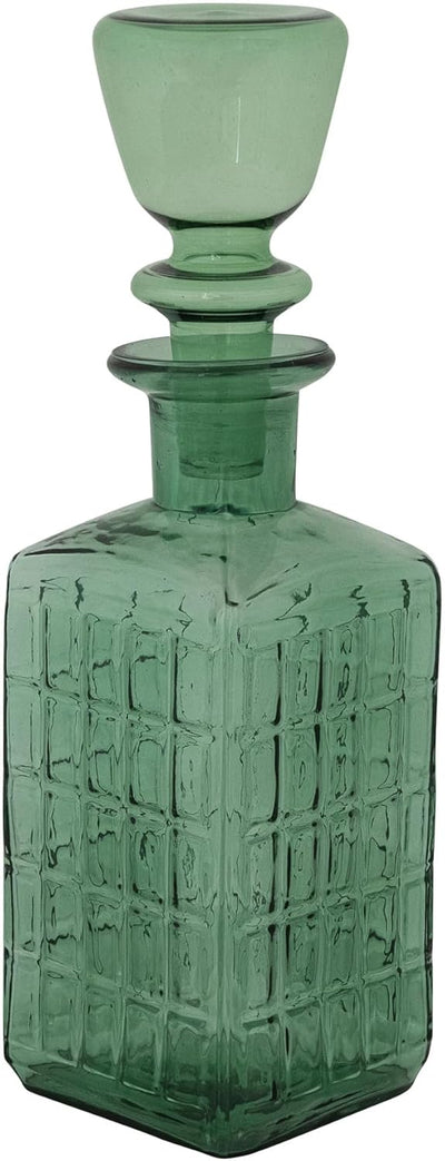 Decantador Vidrio En Relieve Tapón 28oz Verde Oscuro