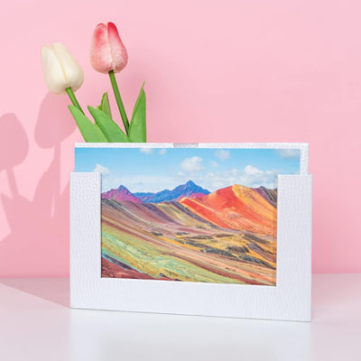 Caja almacenamiento 5x7 para fotos familias y parejas plateado