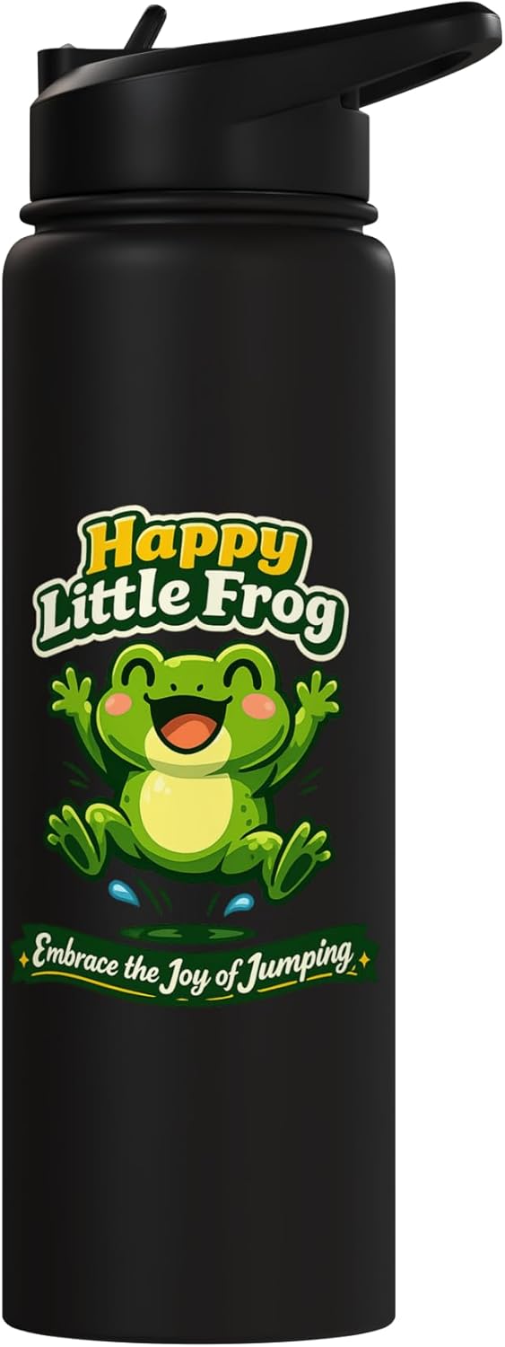 Botella agua acero inox aislada diseño ranas cartón