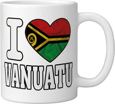 Taza cerámica I Love Vanuatu corazón regalo viaje blanca