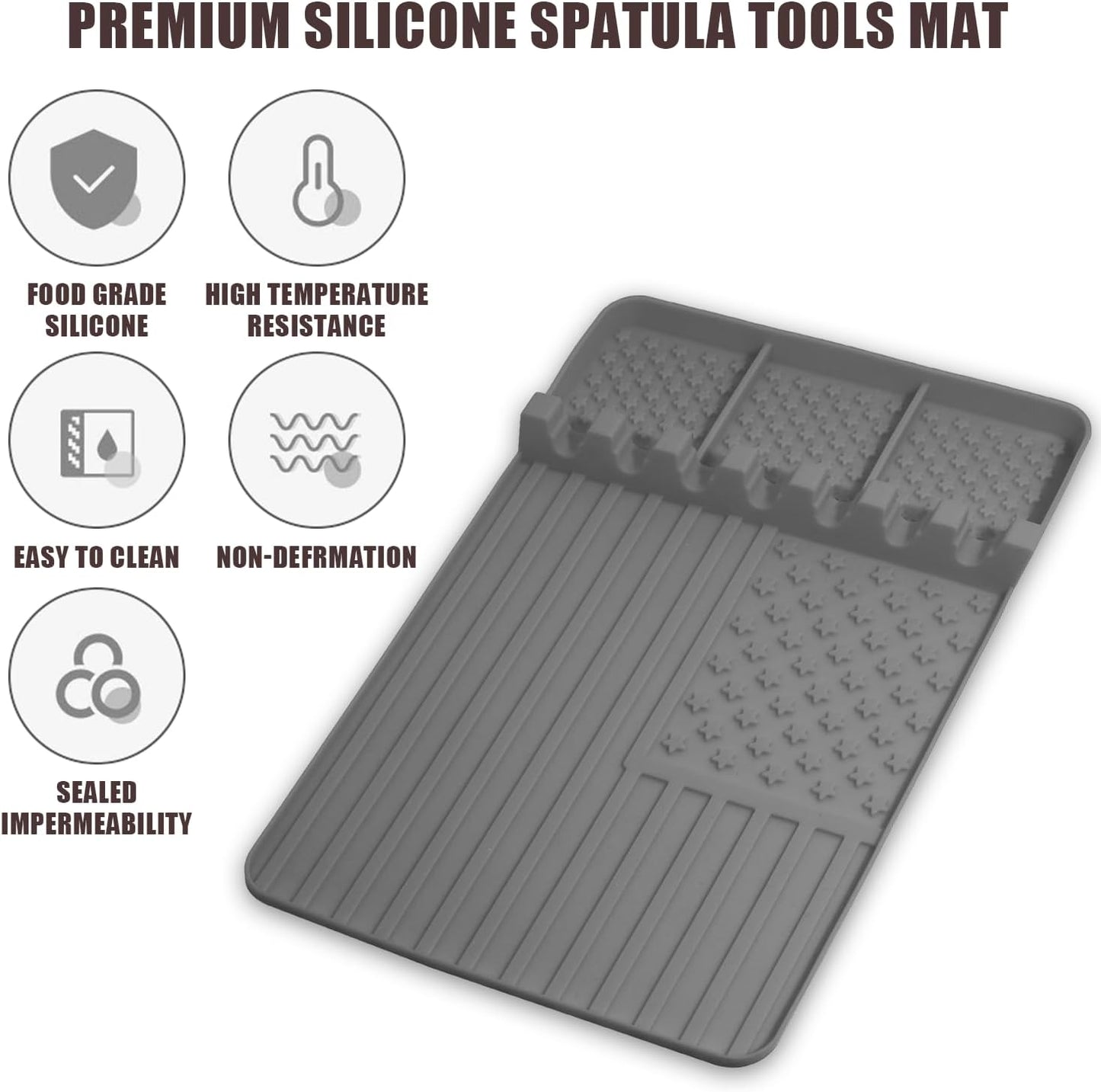 2 Pzas Utensilios Silicona para Plancha y Parrilla Gris