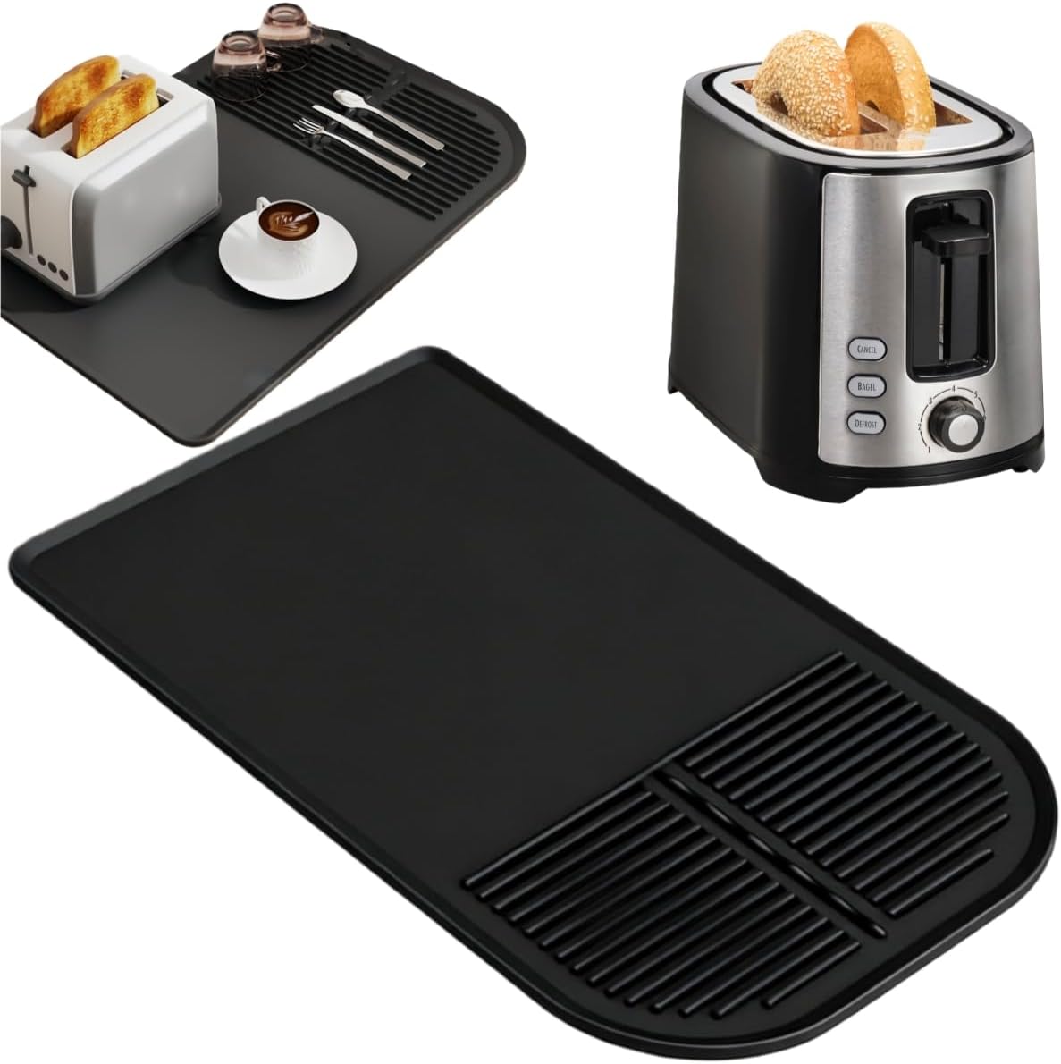 Tapete silicona para encimera cocina resistente calor antideslizante negro