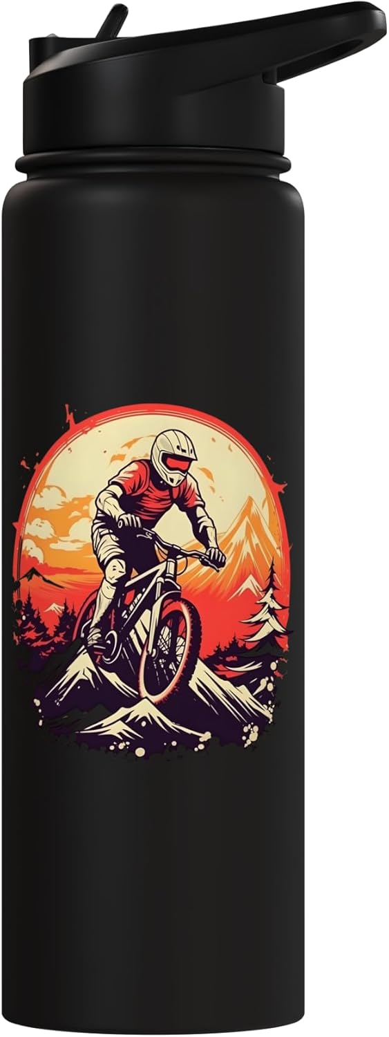 Bottella de agua aislada vintage para bicicleta de montaña de acero inoxidable