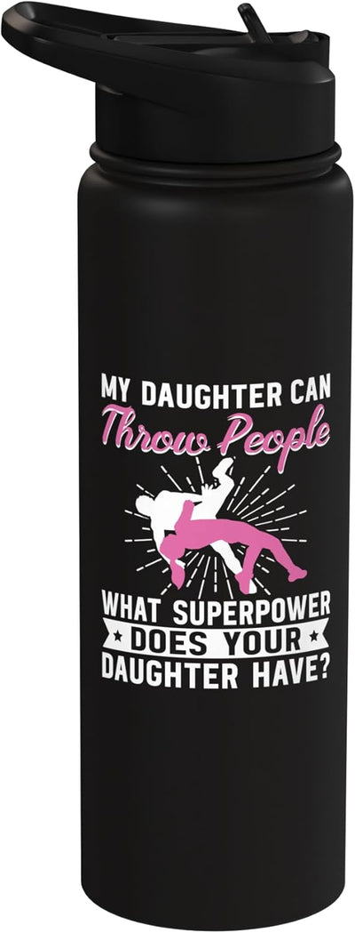 Botella de agua aislada de acero inoxidable wrestling madre hija divertida