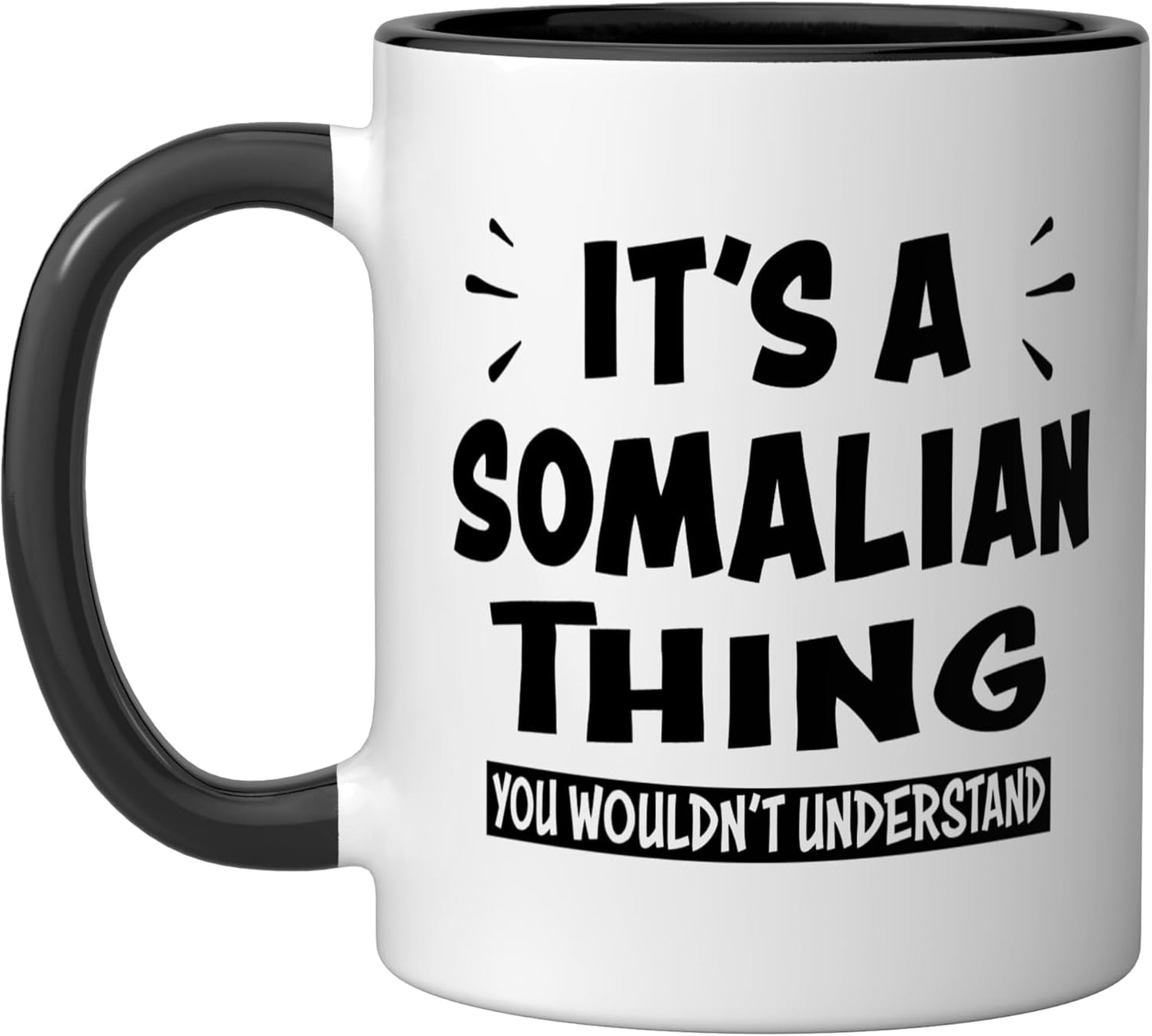 Taza cerámica somalí negra/blanca Somalia Lovers