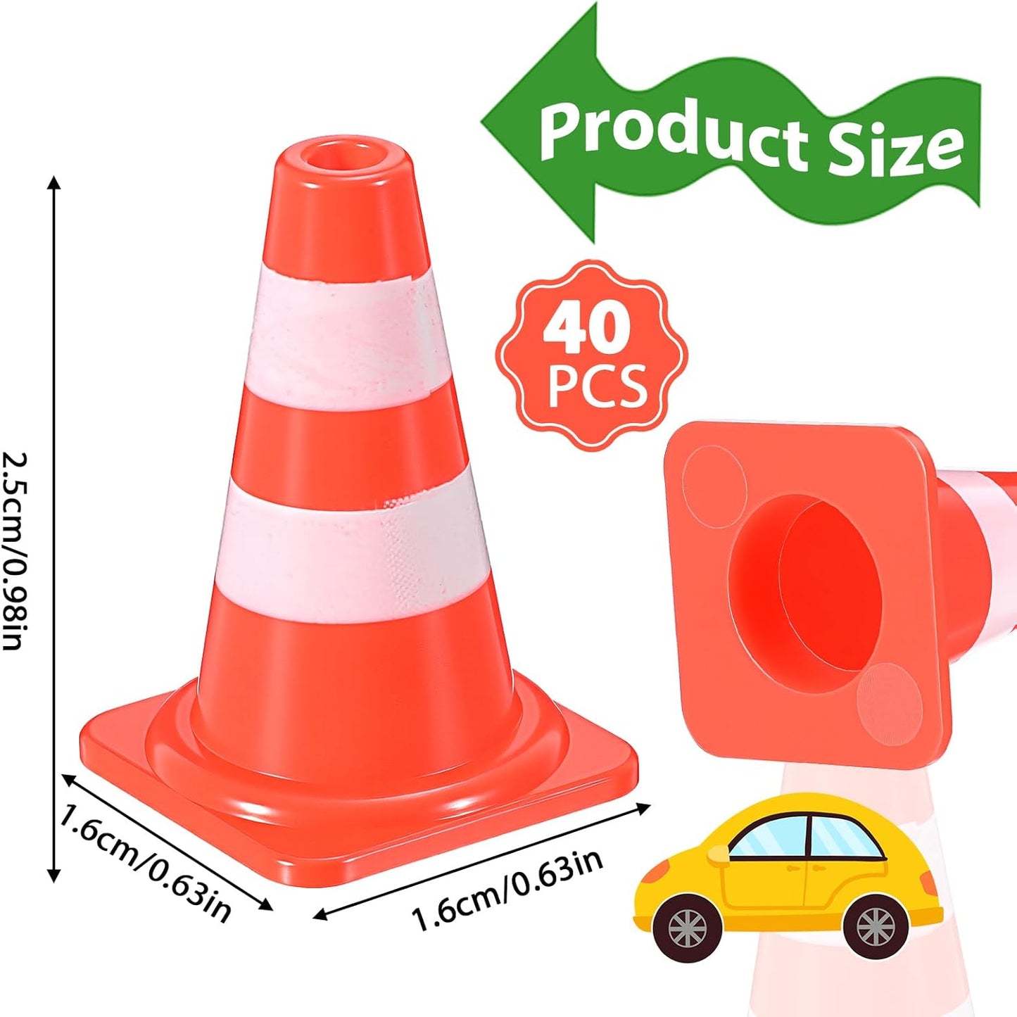 40 Conos Plástico Naranja 0.95pulg Mesa Arena Modelo