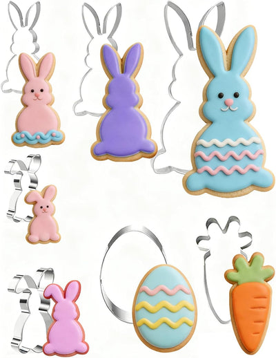 Cortador de galletas de conejo de Pascua de acero inoxidable 7 piezas varios tamaños