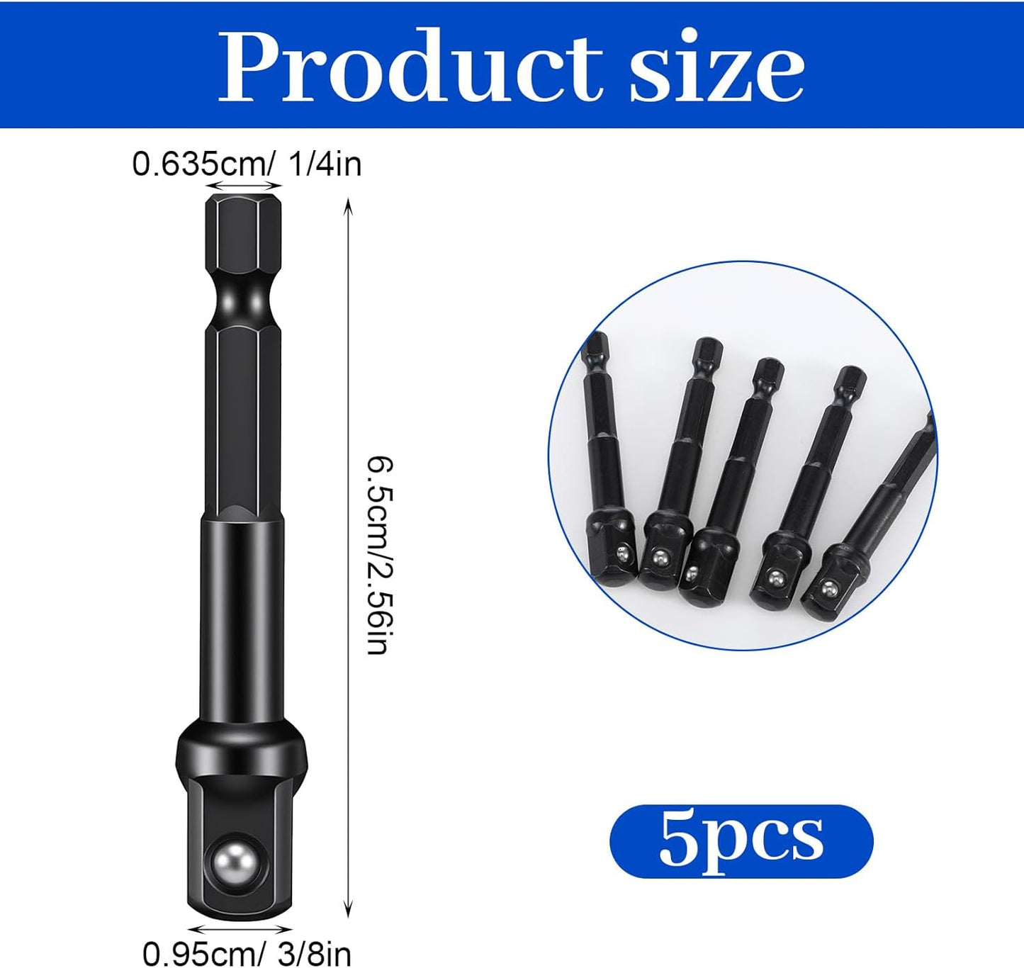 Adaptador impacto 1/4 a 3/8 pulg acero bricolaje automotriz