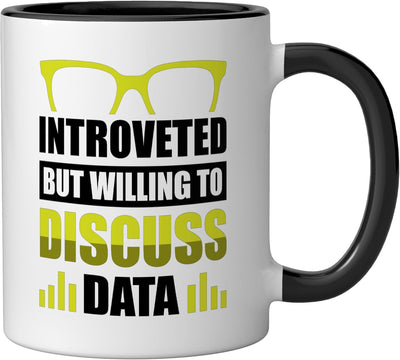 Taza de cerámica negra/blanca Introveted pero dispuesta a discutir datos