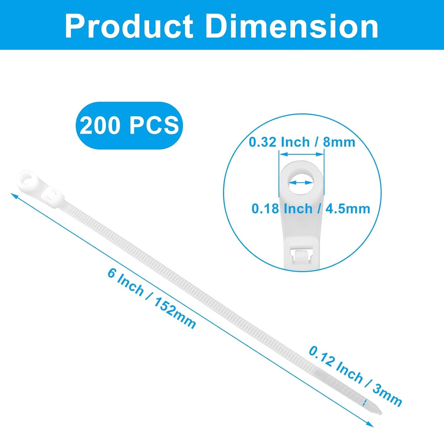 Pack 200 Bridas Nylon Blanco 6pulg Interior Exterior