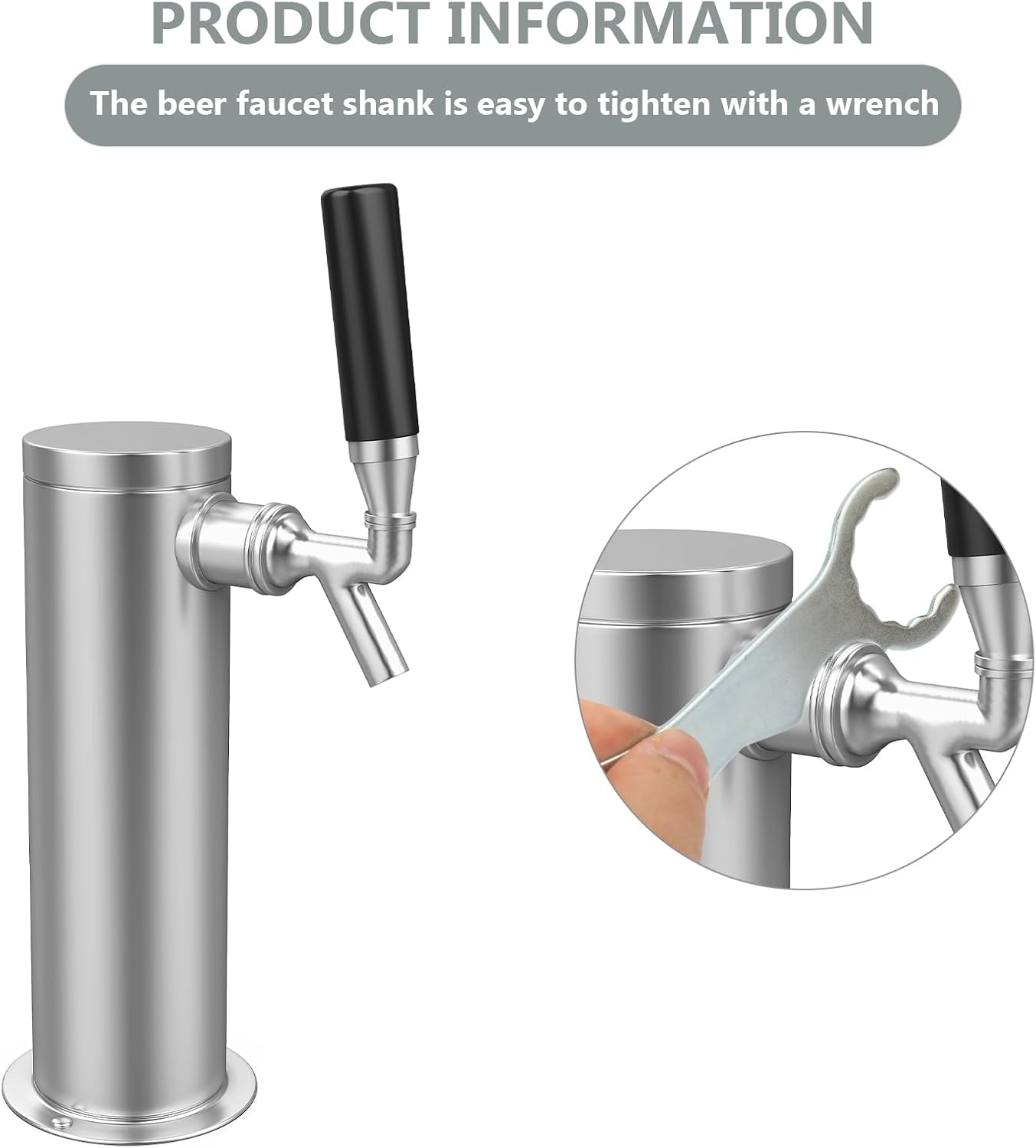 Llave grifo acero inox para Kegerator y acoplador