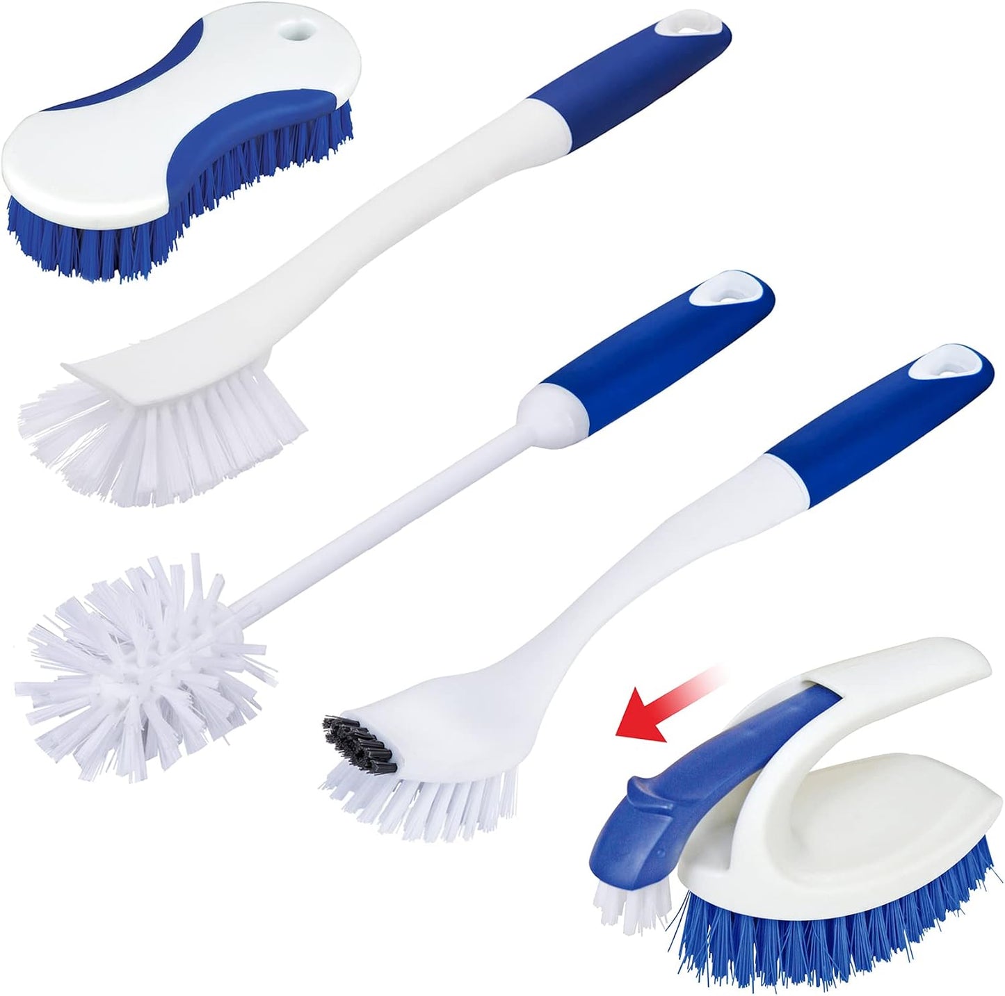 Set cepillos cocina con mango ergonómico para platos azul