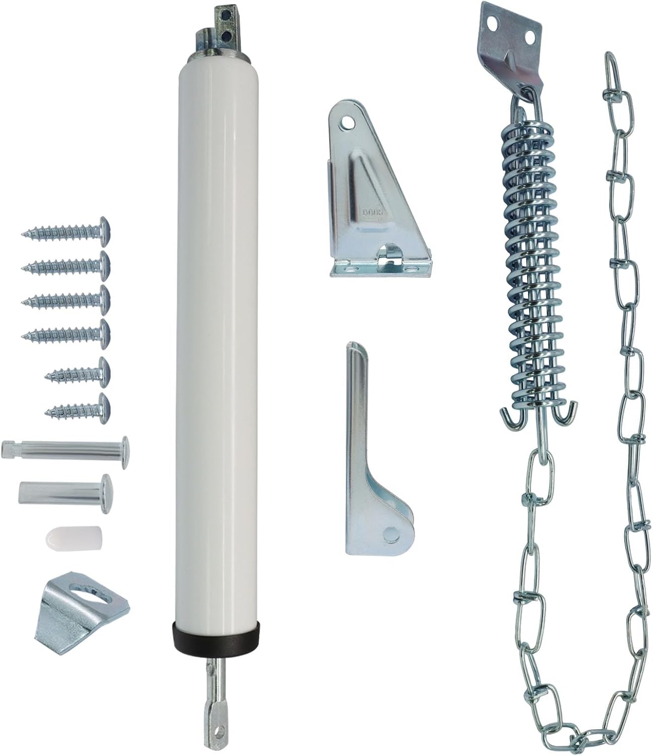 Cerrador puerta lluvia neumático con cadenas protectoras blanco